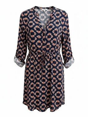 crown & ivy Navy Dress with Orange and White Crab Print